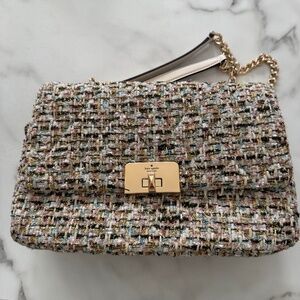 Kate Spade Outlet Tweed Shoulder Bag | Turn Lock | Chain Strap